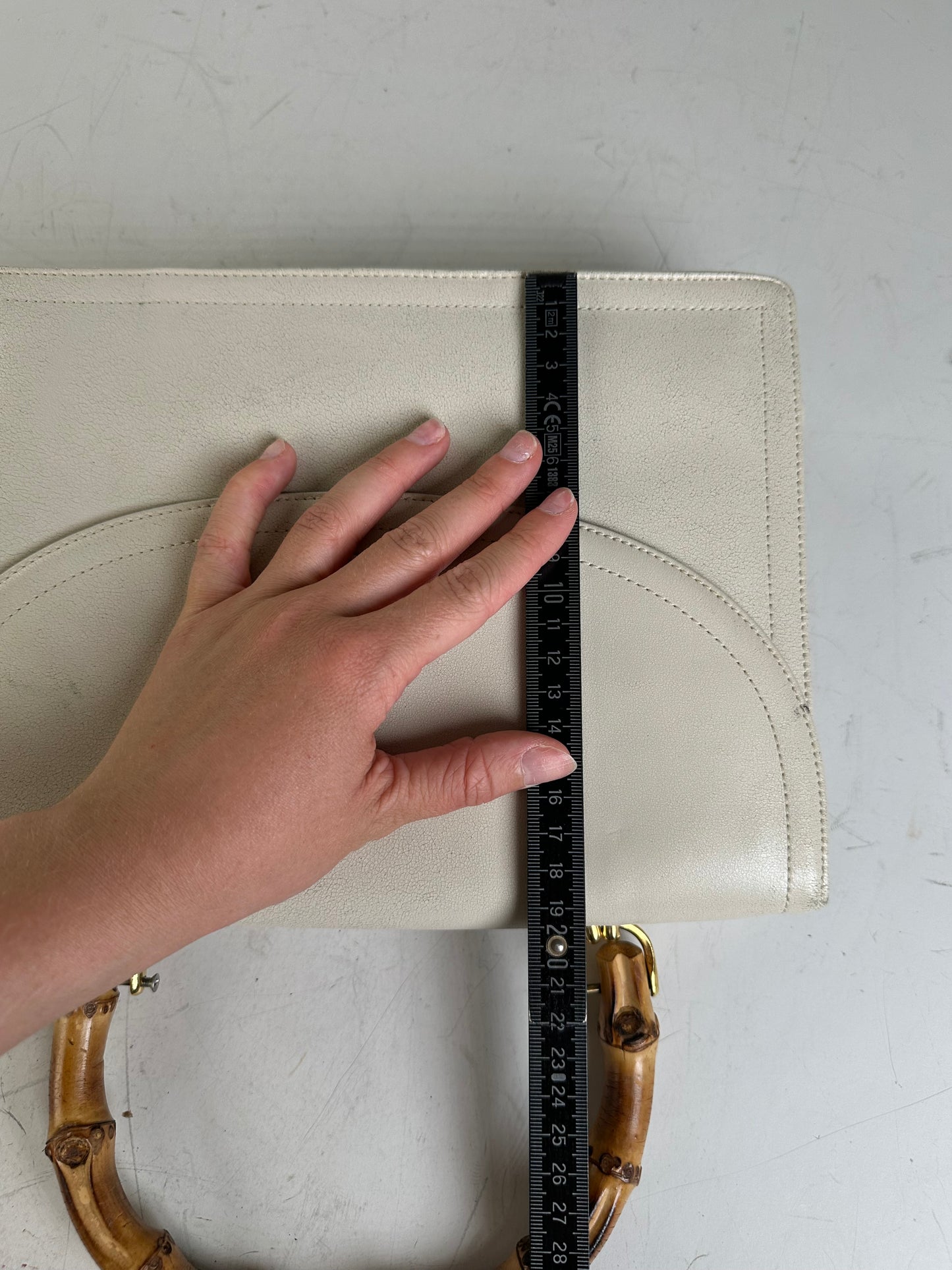 Vintage Givenchy Leather Handbag Cream Gold Clasp c. 1990s