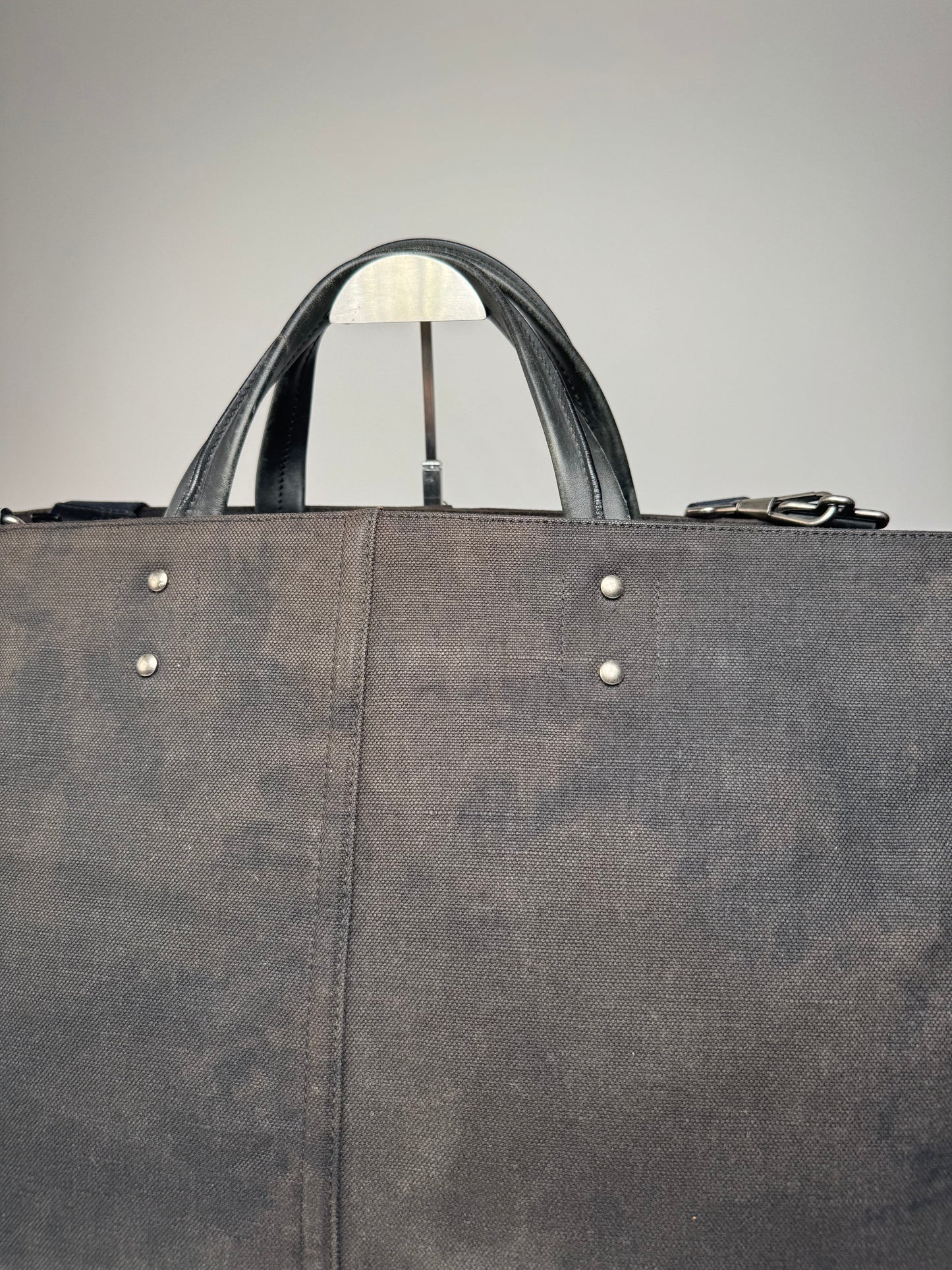 Vintage Yves Saint Laurent Denim / Leather Duffel Bag Black Brown