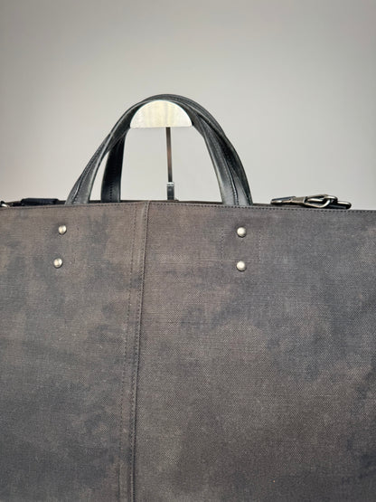 Vintage Yves Saint Laurent Denim / Leather Duffel Bag Black Brown