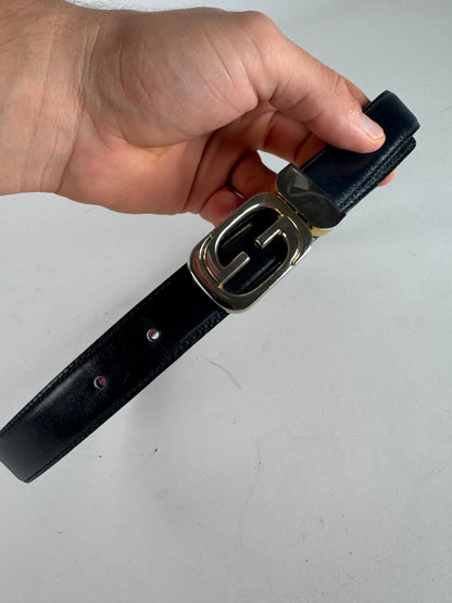 Vintage Gucci Leather Belt Black Purple