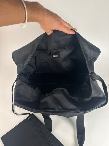 Vintage Fendi Polyester 2Way Duffel Bag Black