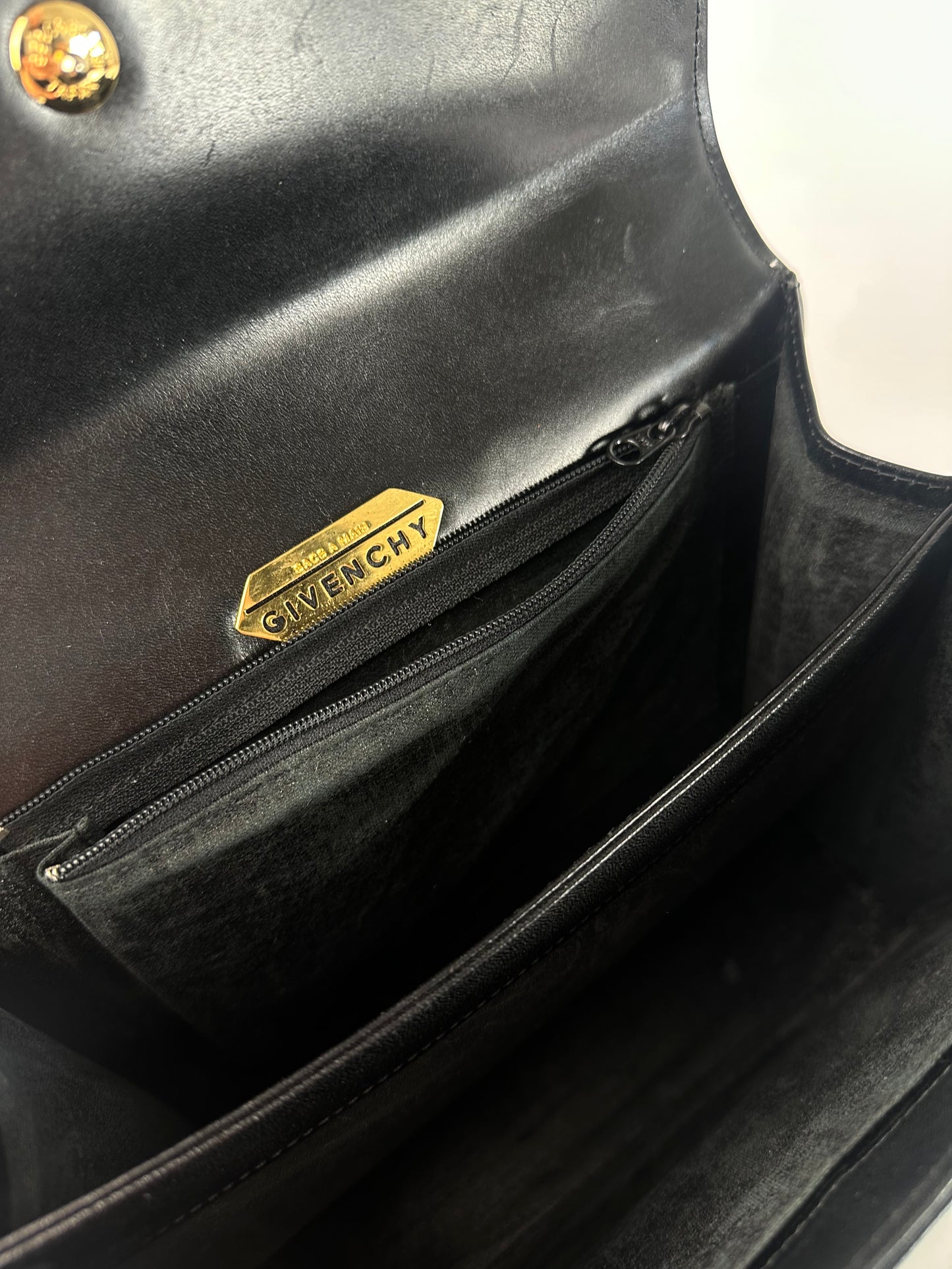 Vintage Givenchy Smooth Handbag Black Flap