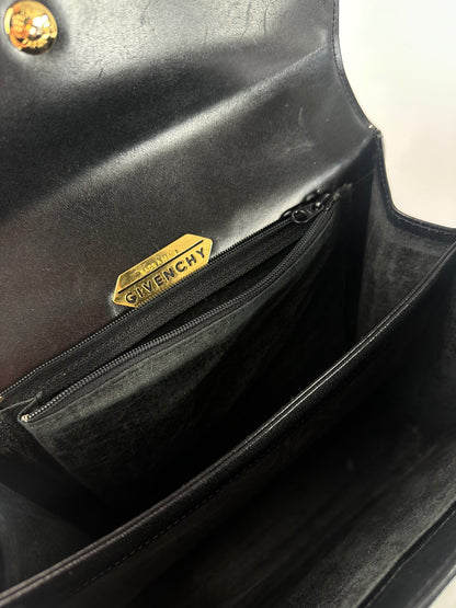 Vintage Givenchy Smooth Handbag Black Flap