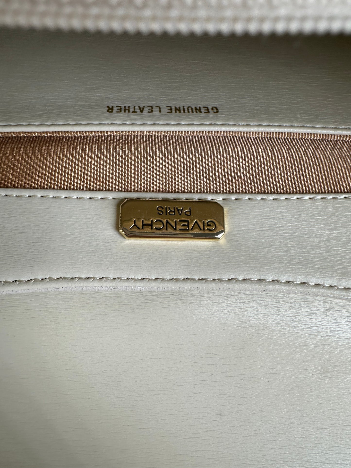 Vintage Givenchy Leather Handbag Cream Gold Clasp c. 1990s