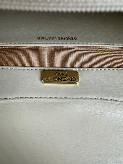 Vintage Givenchy Leather Handbag Cream Gold Clasp c. 1990s