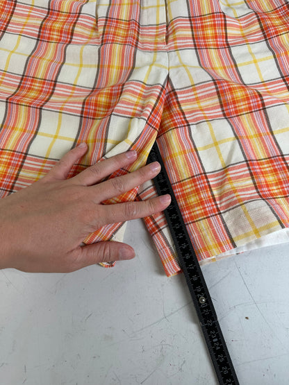 Vintage Dior Plaid Cotton Shorts Yellow Orange Red L