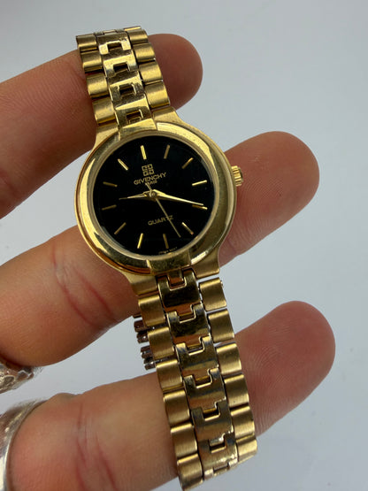 Vintage Givenchy 4G Bracelet Watch Gold Silver Black c. Late 1980s