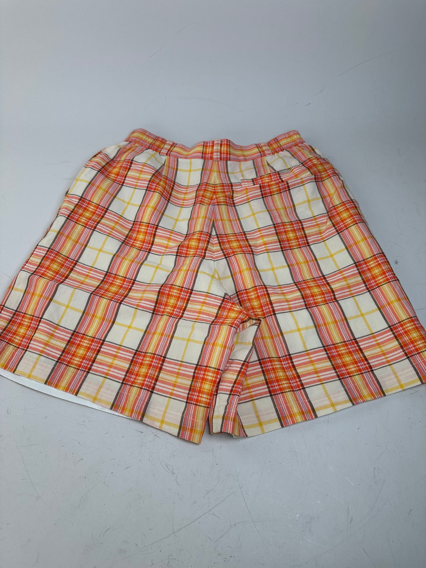 Vintage Dior Plaid Cotton Shorts Yellow Orange Red L
