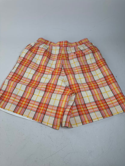 Vintage Dior Plaid Cotton Shorts Yellow Orange Red L