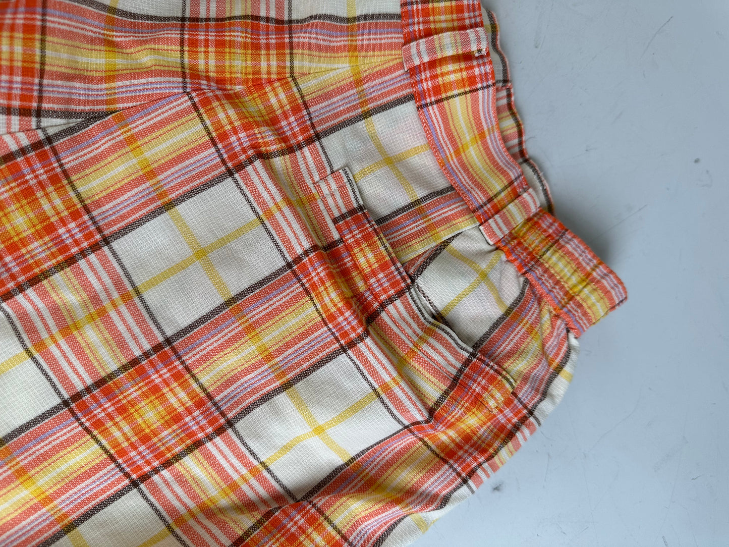 Vintage Dior Plaid Cotton Shorts Yellow Orange Red L