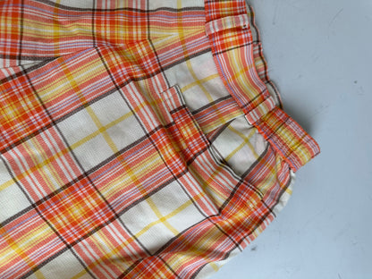 Vintage Dior Plaid Cotton Shorts Yellow Orange Red L