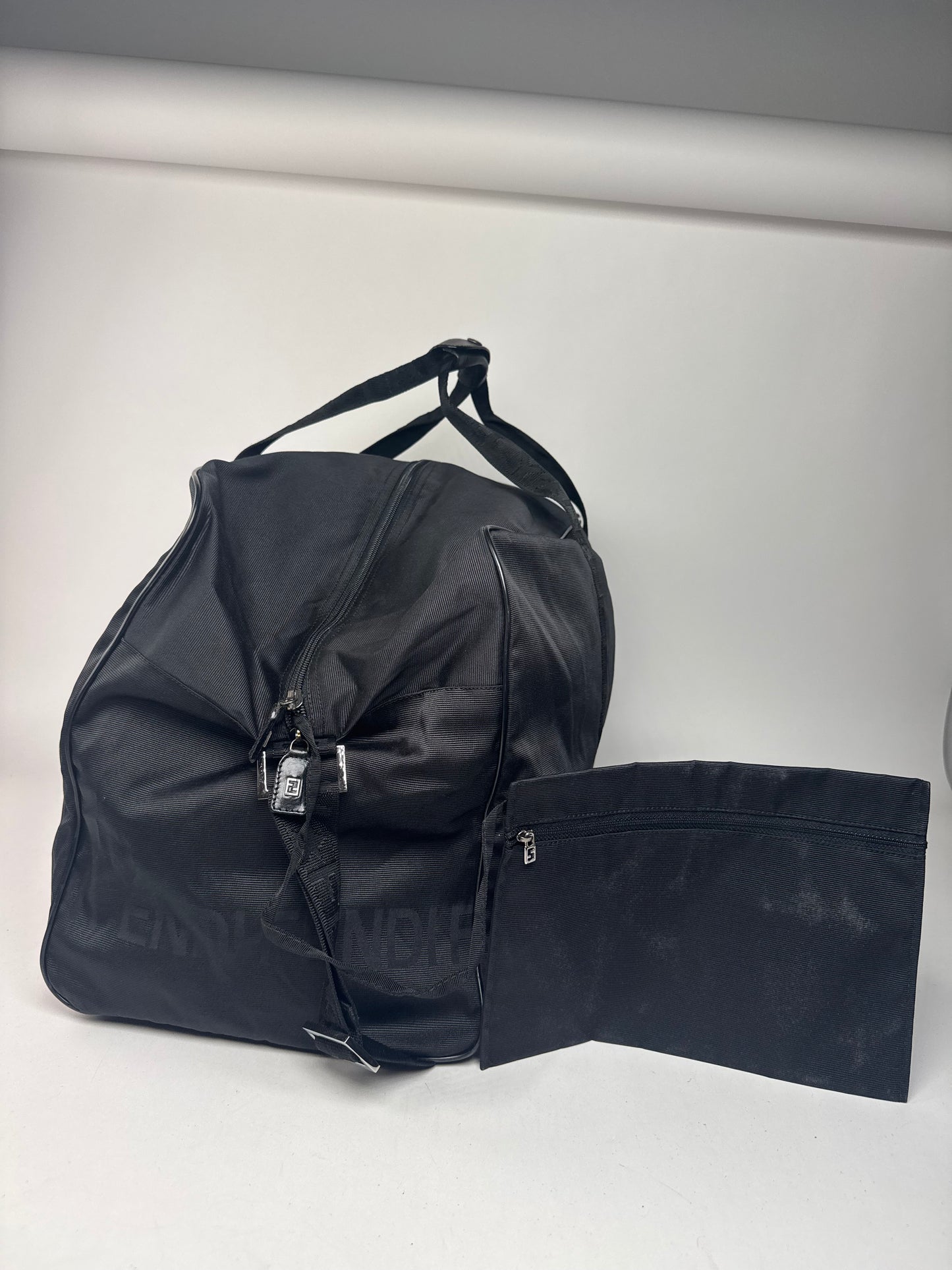 Vintage Fendi Polyester 2Way Duffel Bag Black