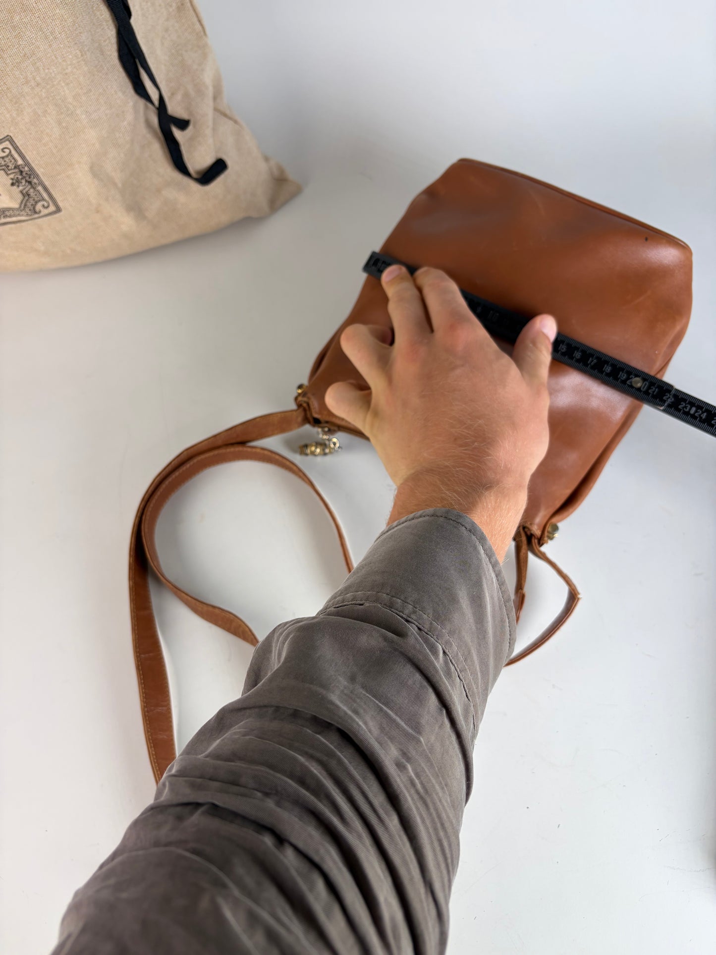Vintage Gucci Smooth Leather Flap Crossbody Bag Brown Gold