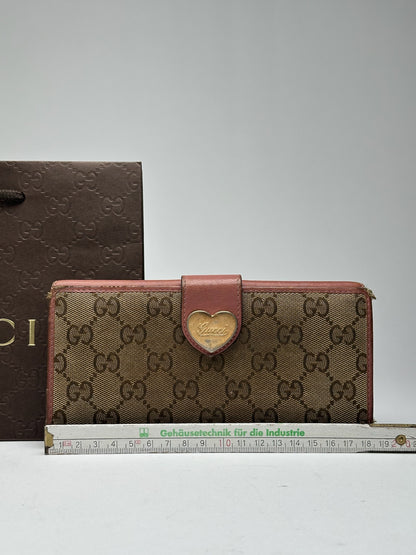 Vintage Gucci Monogram Lether wallet beige pink