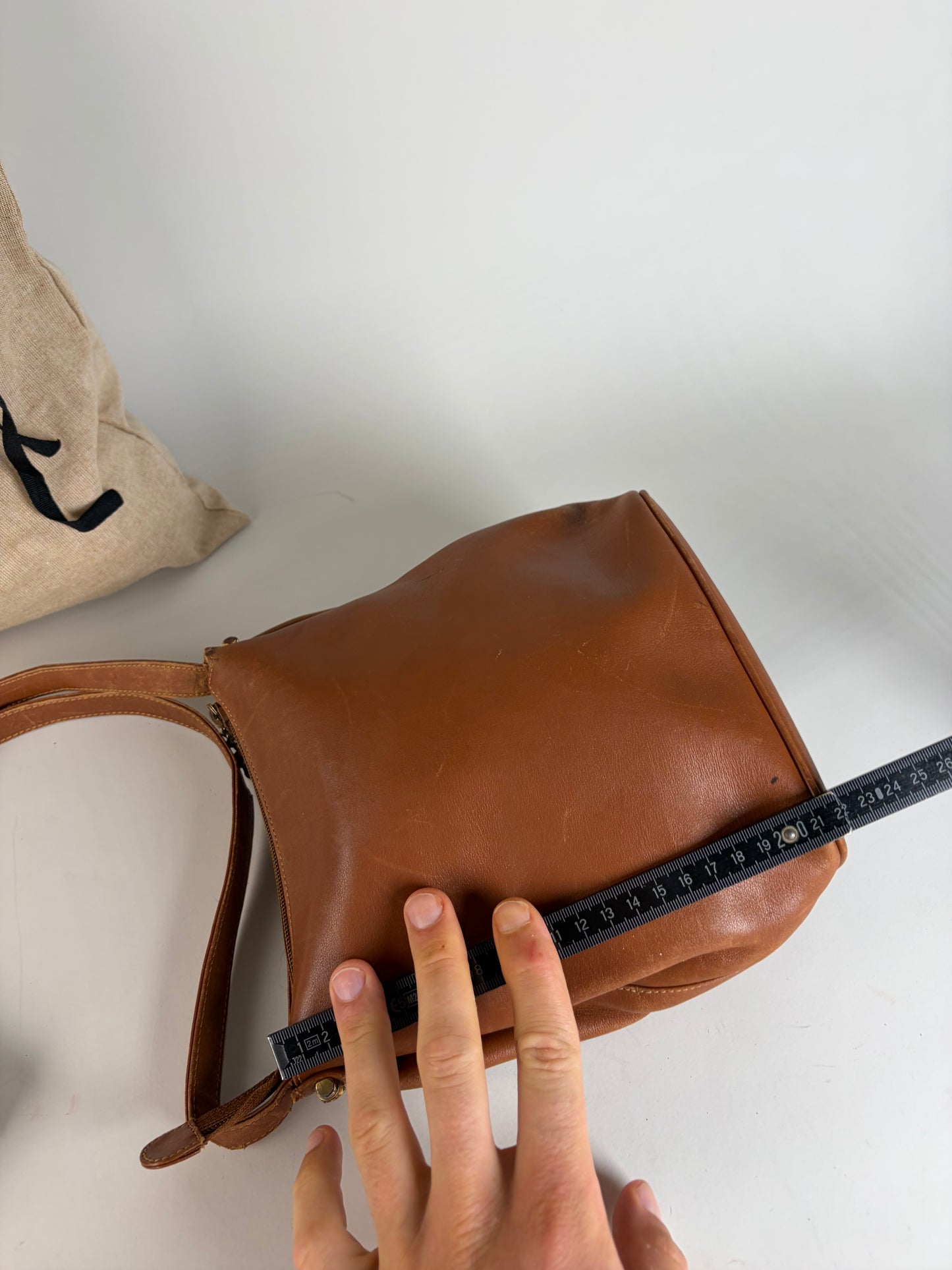 Vintage Gucci Smooth Leather Flap Crossbody Bag Brown Gold