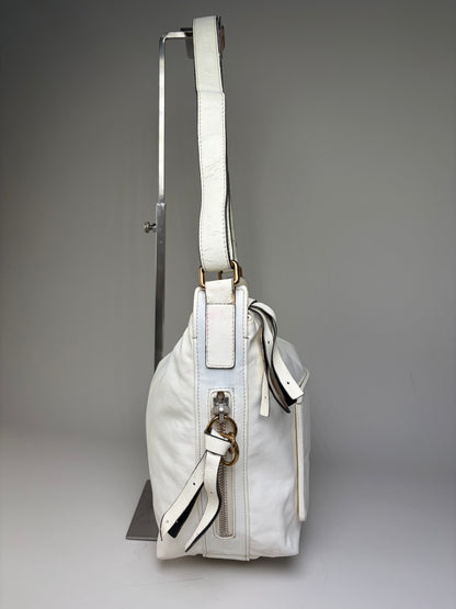 Vintage Chloe Grained Leather Shoulder Bag White Gold