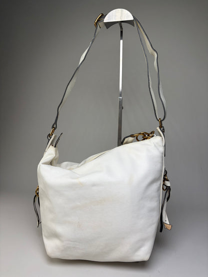 Vintage Chloe Grained Leather Shoulder Bag White Gold