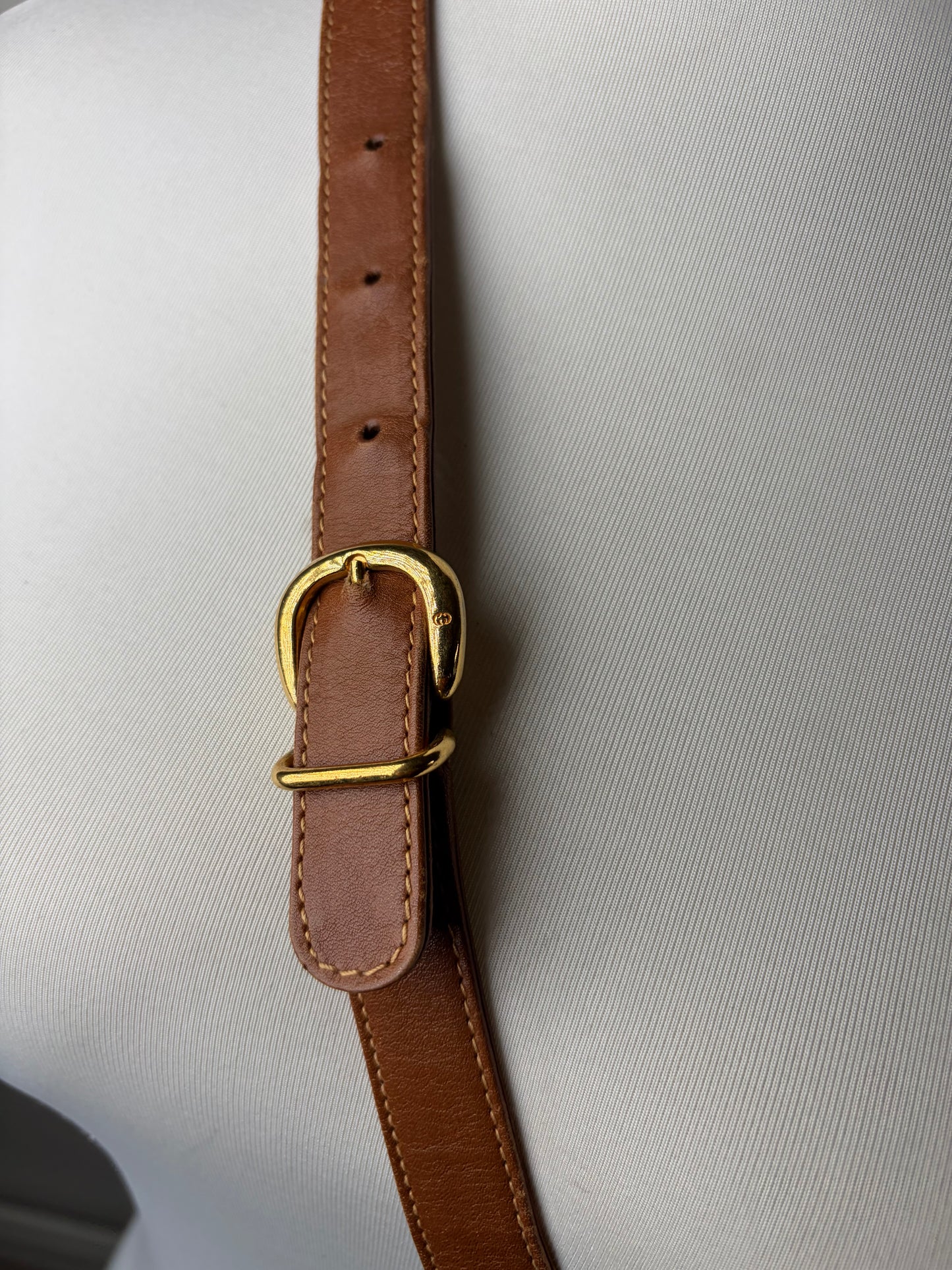 Vintage Gucci Smooth Leather Flap Crossbody Bag Brown Gold