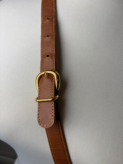 Vintage Gucci Smooth Leather Flap Crossbody Bag Brown Gold