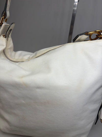 Vintage Chloe Grained Leather Shoulder Bag White Gold