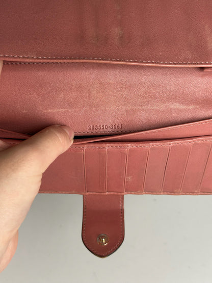 Vintage Gucci Monogram Lether wallet beige pink