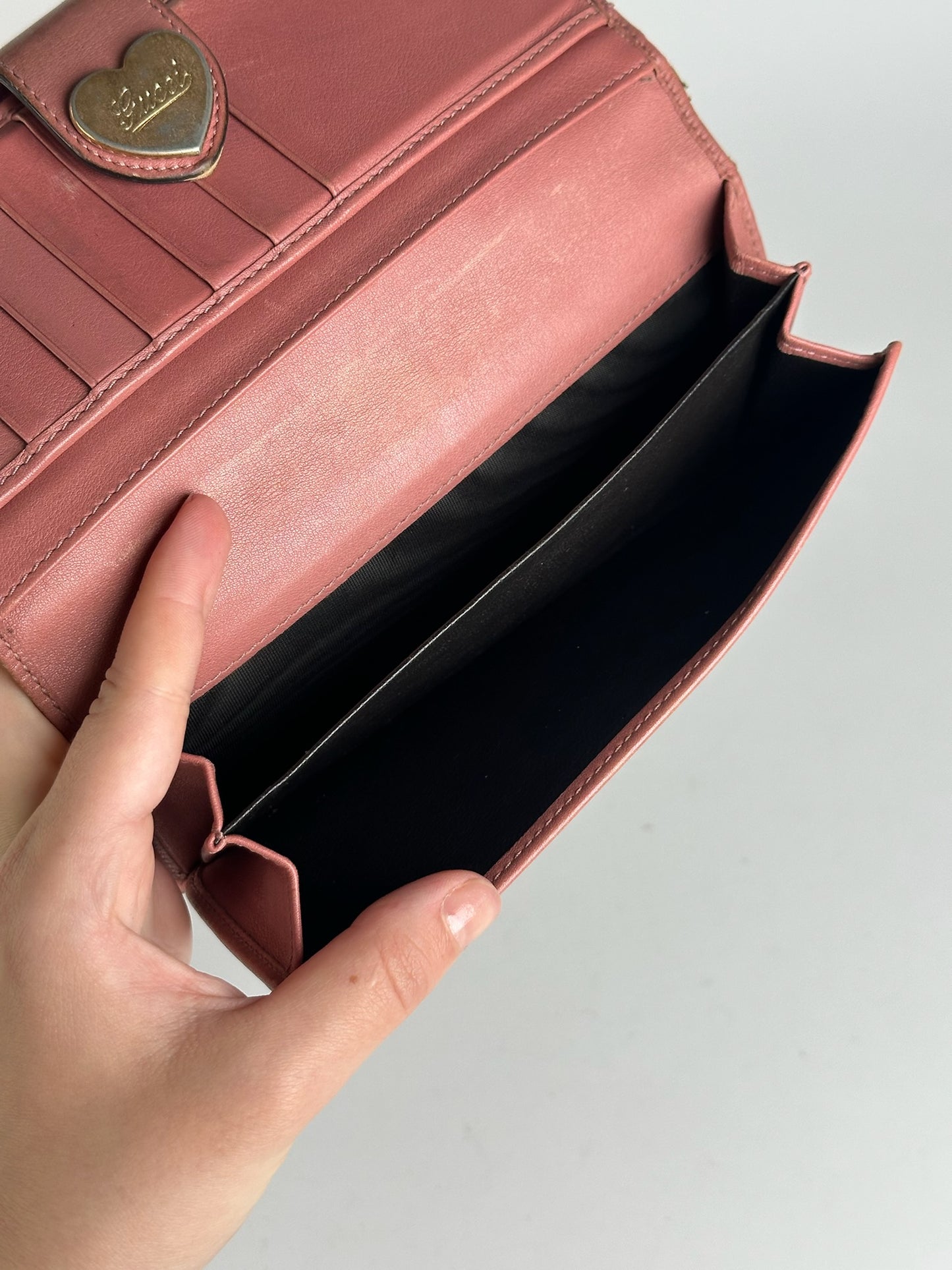 Vintage Gucci Monogram Lether wallet beige pink