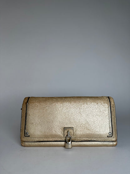 Vintage Celine Paris Leather Long Wallet Gold