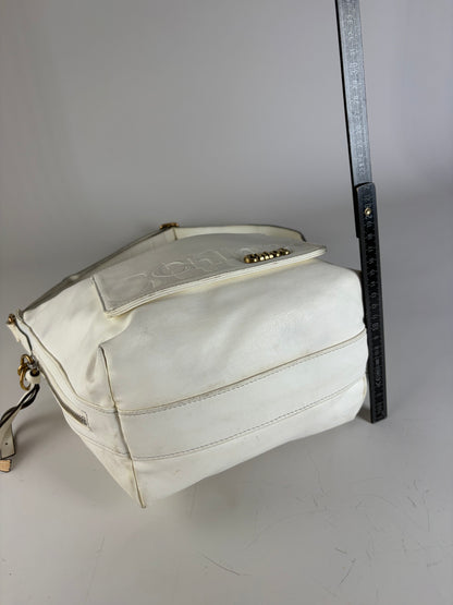 Vintage Chloe Grained Leather Shoulder Bag White Gold