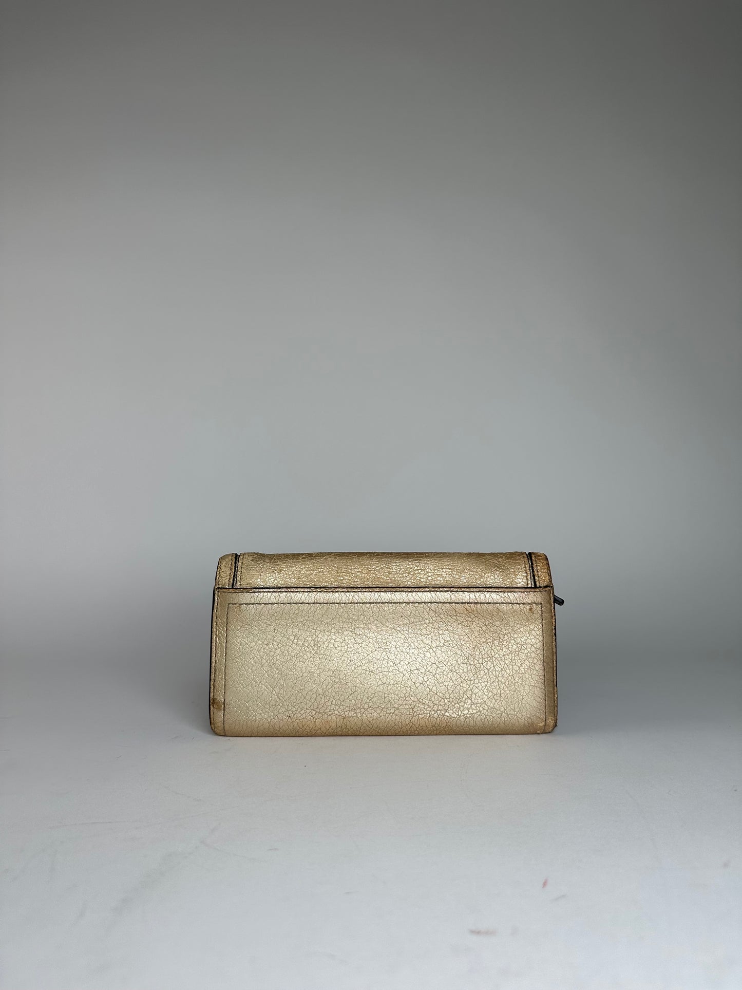 Vintage Celine Paris Leather Long Wallet Gold