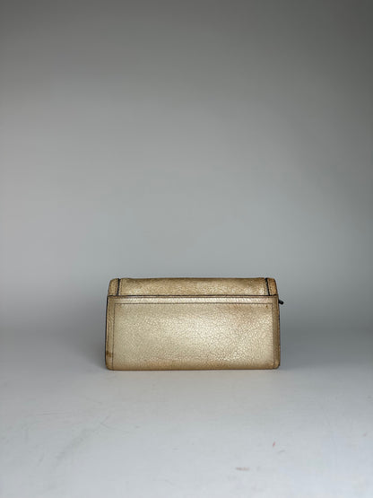 Vintage Celine Paris Leather Long Wallet Gold