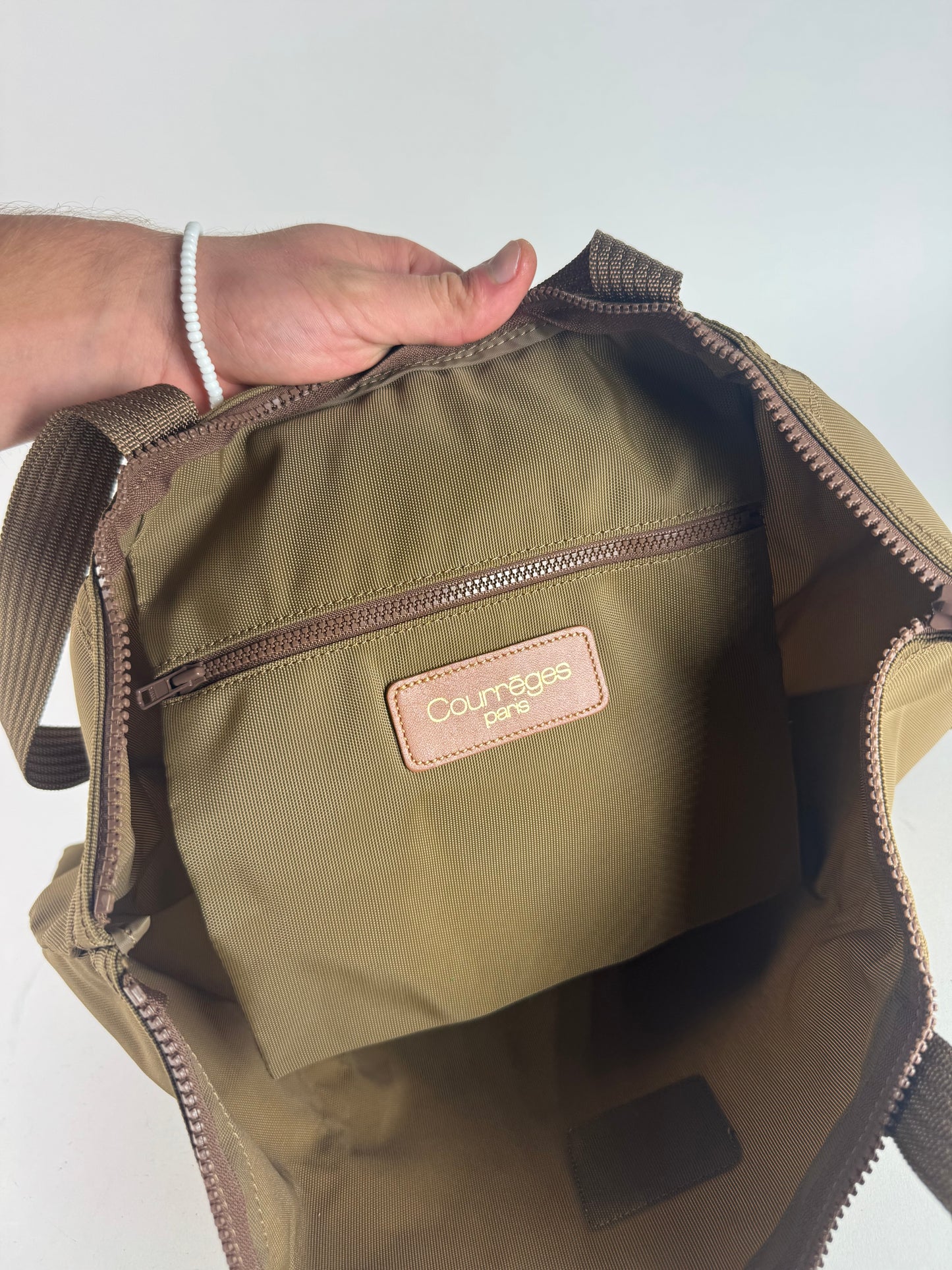 Vintage Courreges Khaki Polyester Tote Bag