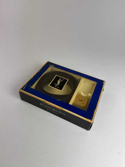 Vintage Yves Saint Laurent Leather Belt brown black reversible