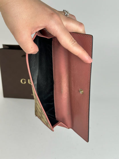Vintage Gucci Monogram Lether wallet beige pink