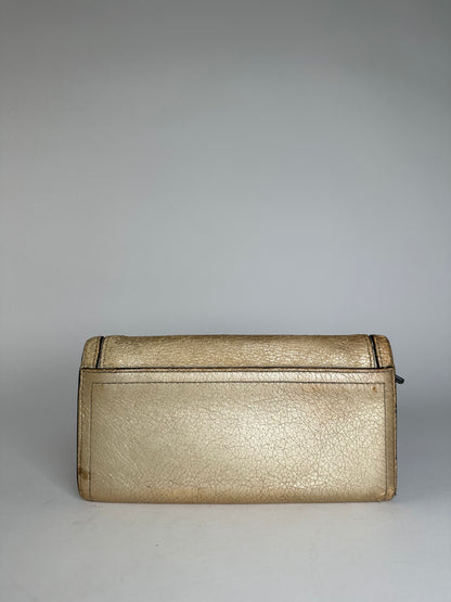 Vintage Celine Paris Leather Long Wallet Gold
