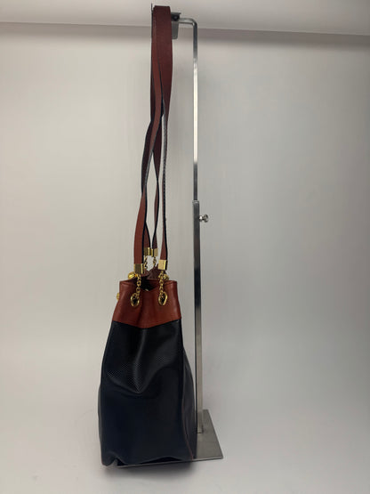 Sac seau vintage en cuir Bottega Veneta noir marron
