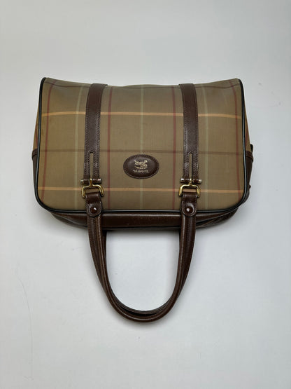 Vintage Burberrys Haymarket Check Structured Top-Handle Bag Late 1990s Beige