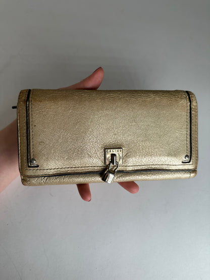 Vintage Celine Paris Leather Long Wallet Gold
