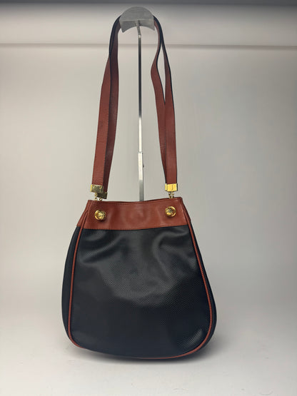 Sac seau vintage en cuir Bottega Veneta noir marron