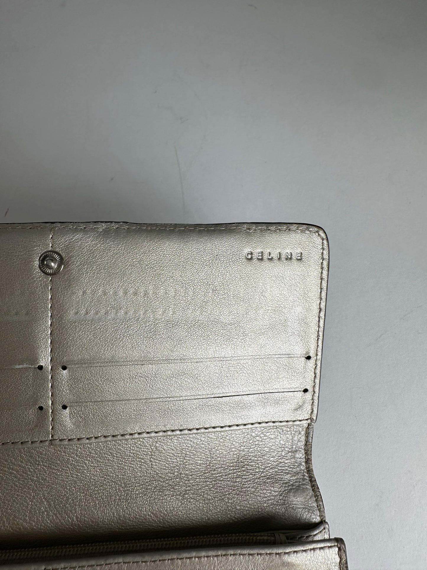 Vintage Celine Paris Leather Long Wallet Gold