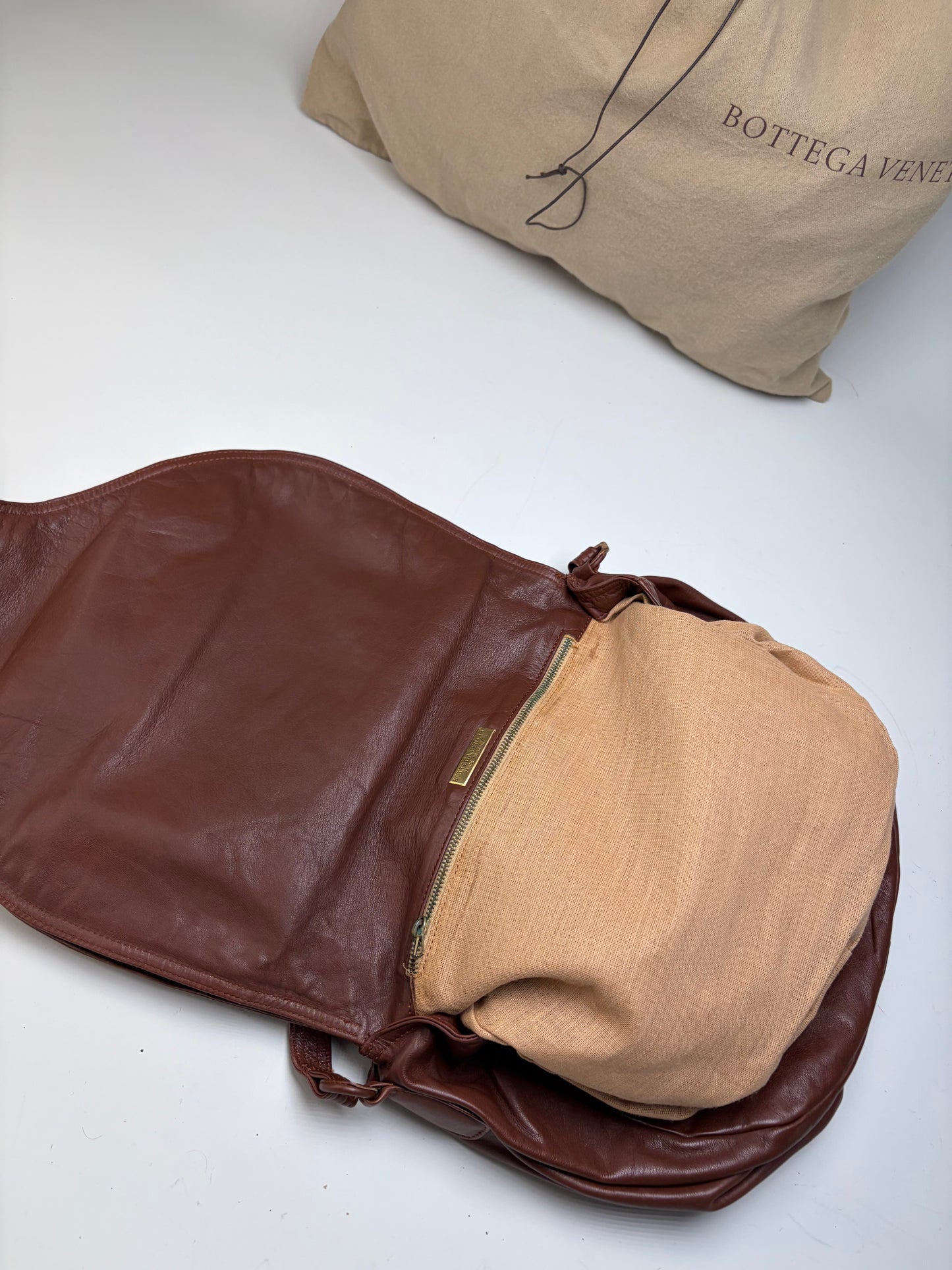 Vintage Bottega Veneta Soft Leather Hobo Bag Rust Brown