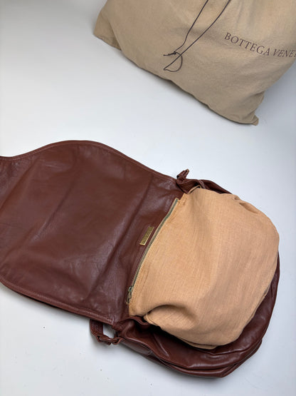 Vintage Bottega Veneta Soft Leather Hobo Bag Rust Brown