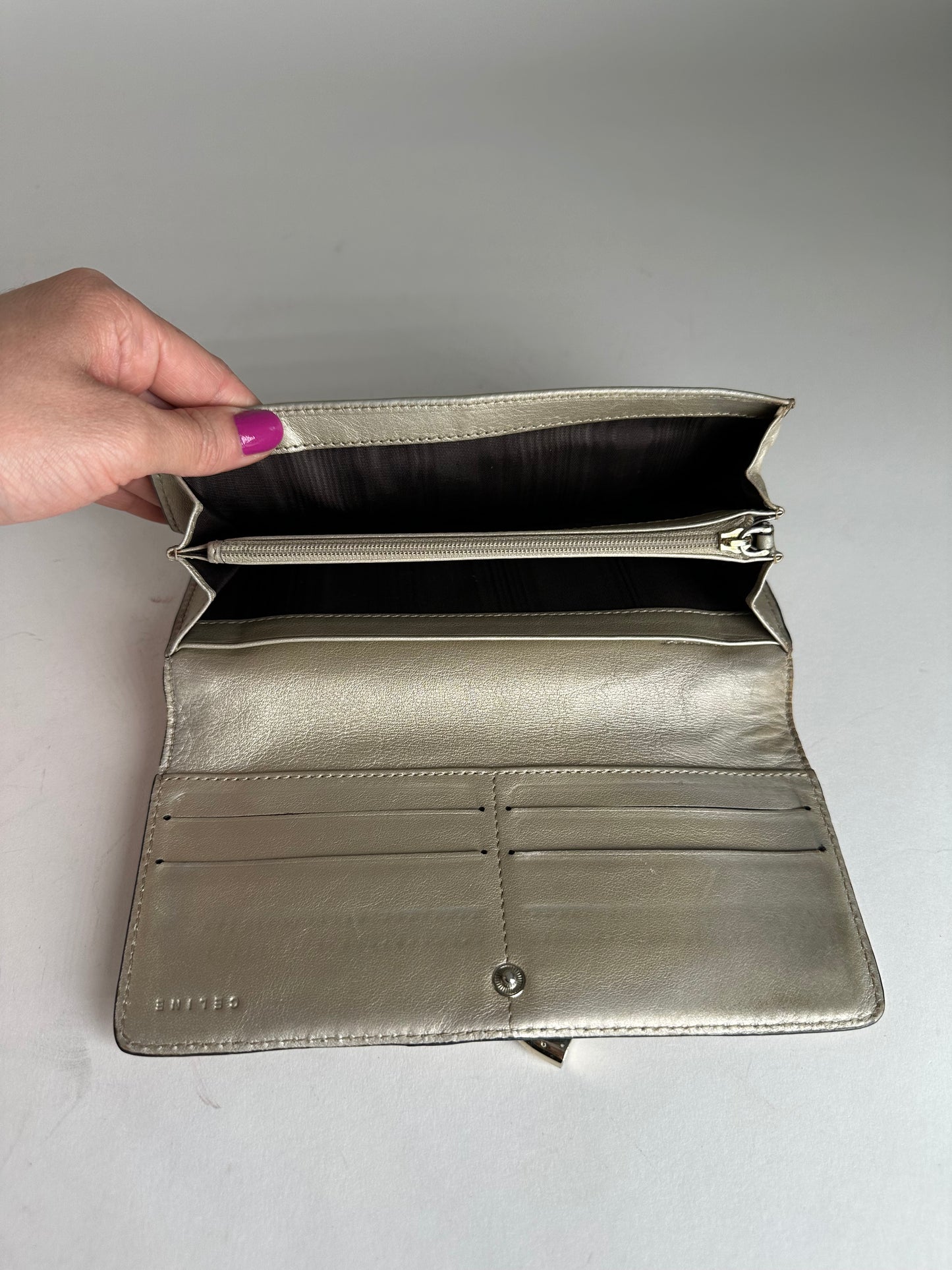 Vintage Celine Paris Leather Long Wallet Gold