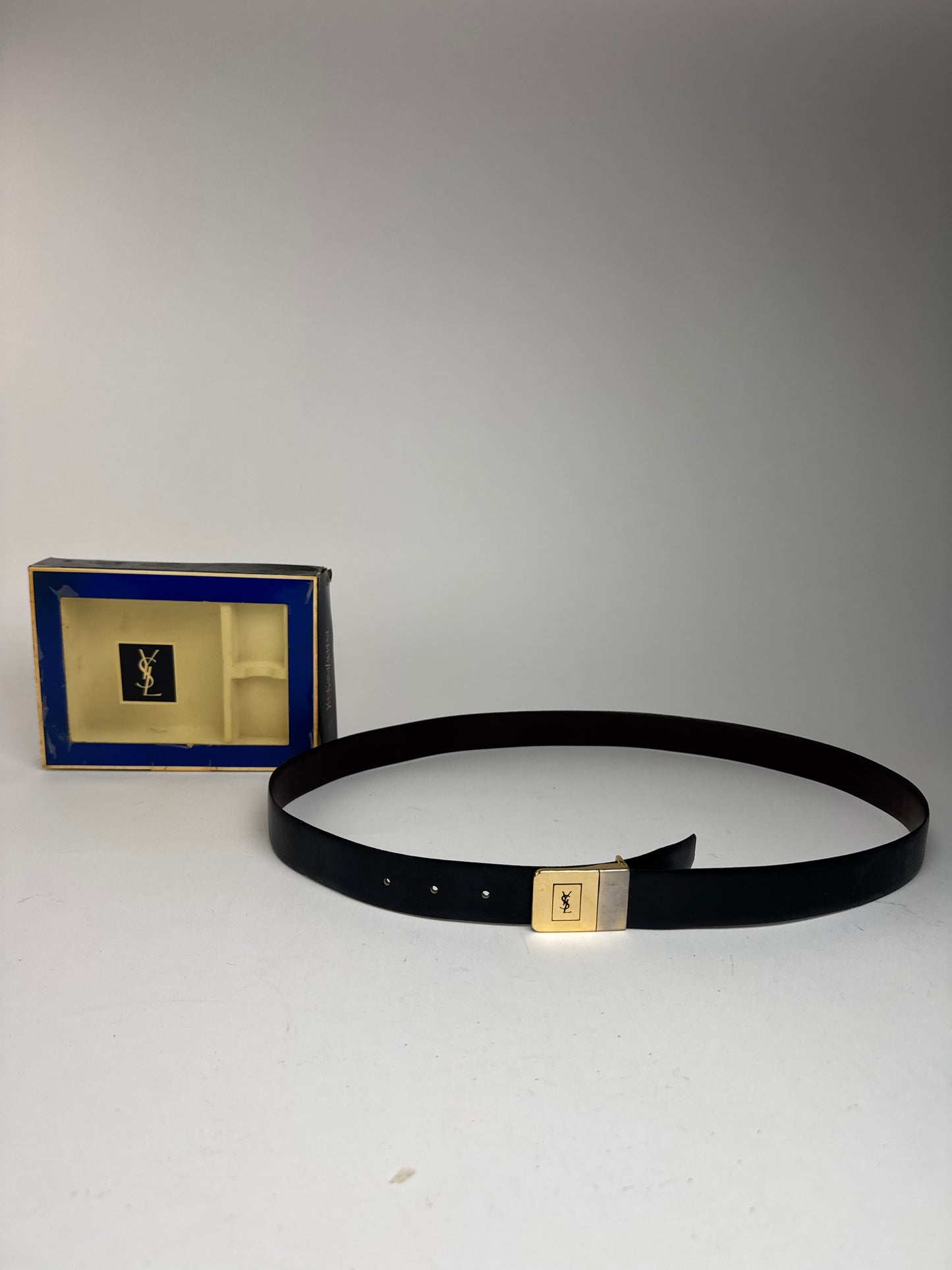 Vintage Yves Saint Laurent Leather Belt brown black reversible