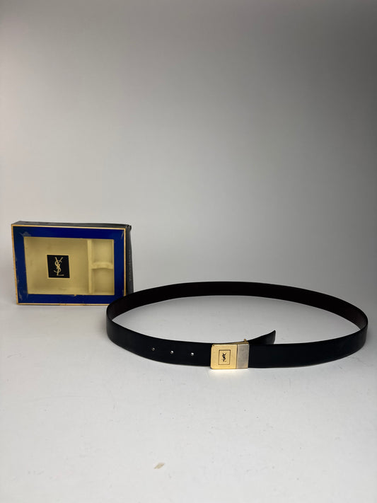 Vintage Yves Saint Laurent Leather Belt brown black reversible
