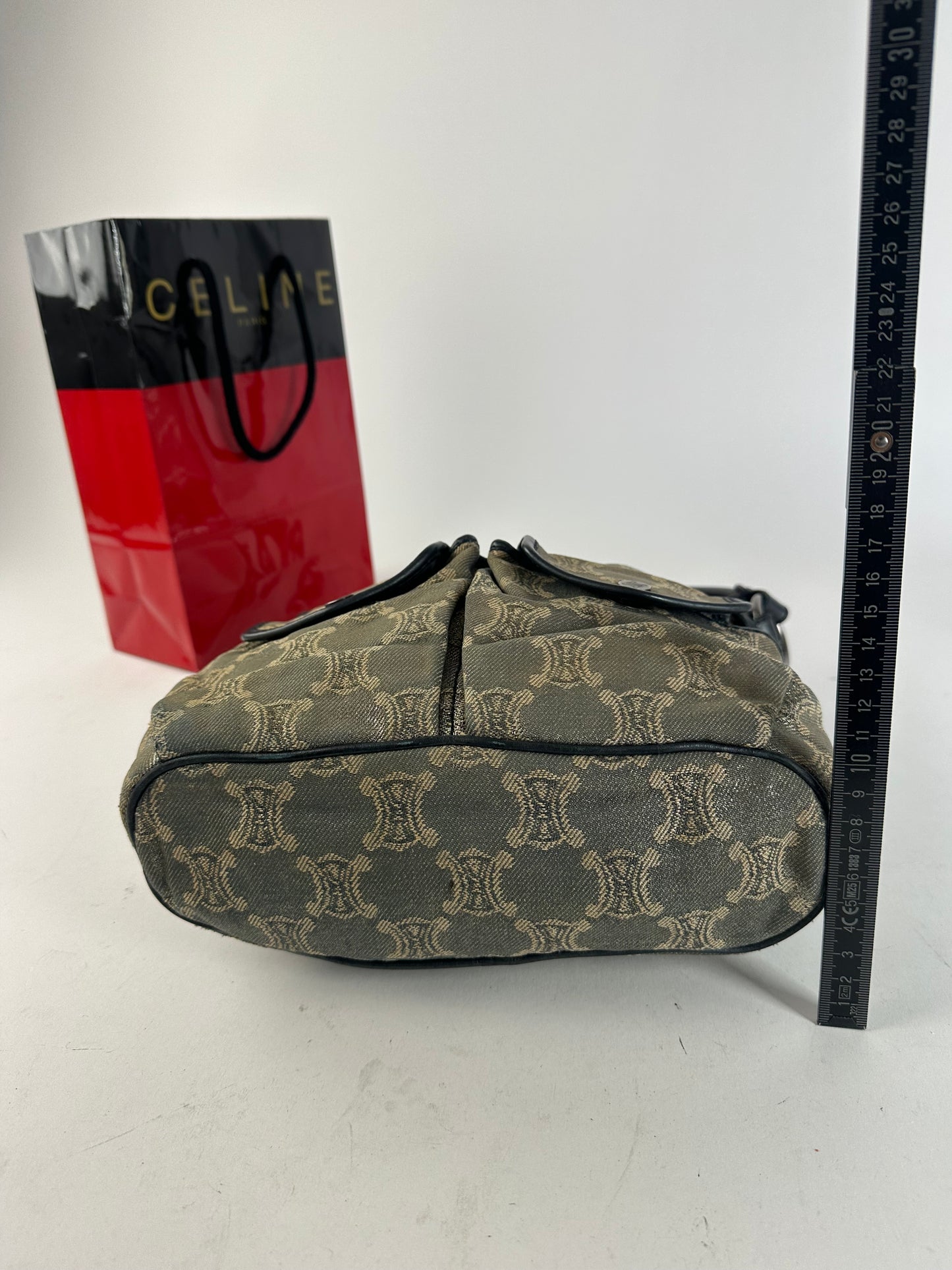 Vintage Celine Canvas Shoulder Bag Grey