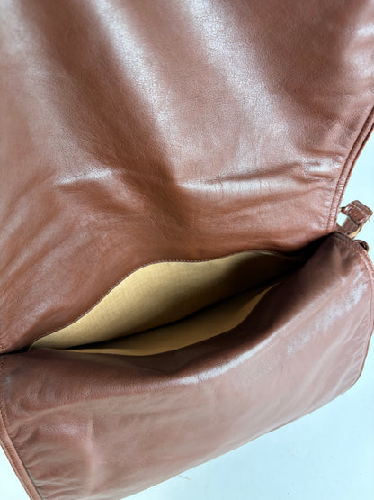 Vintage Bottega Veneta Soft Leather Hobo Bag Rust Brown