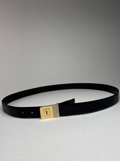 Vintage Yves Saint Laurent Leather Belt brown black reversible