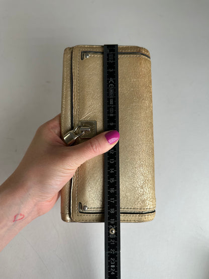 Vintage Celine Paris Leather Long Wallet Gold
