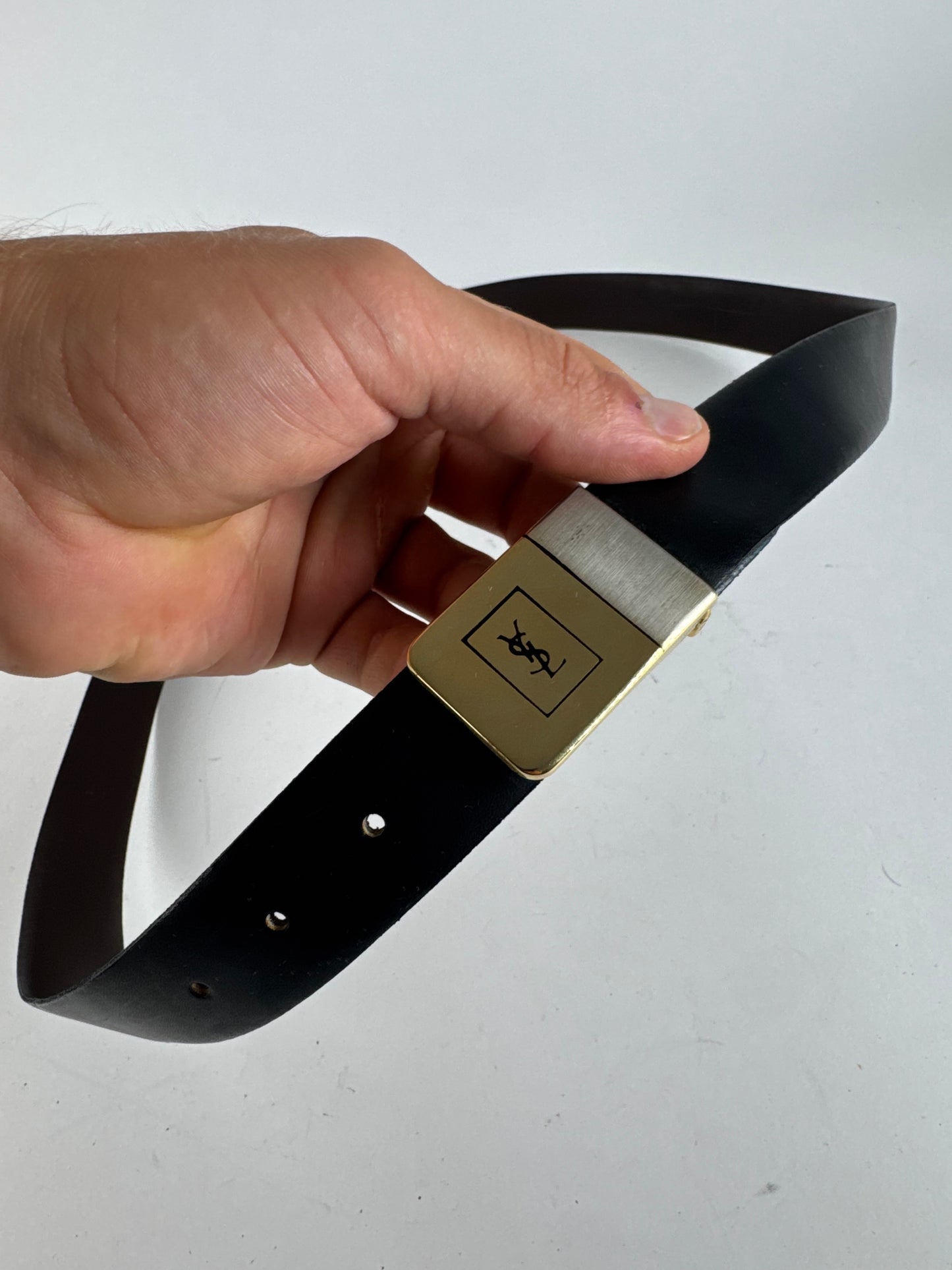 Vintage Yves Saint Laurent Leather Belt brown black reversible