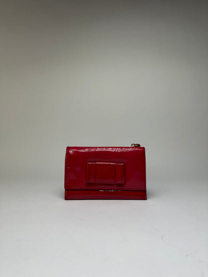 Vintage Miu Miu Patent Flap Wallet c. Late 2000s Red Burgundy